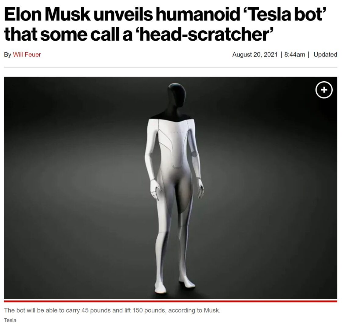 Elon Musk Unveils "Tesla Bot" By The Numbers - Joachim ...